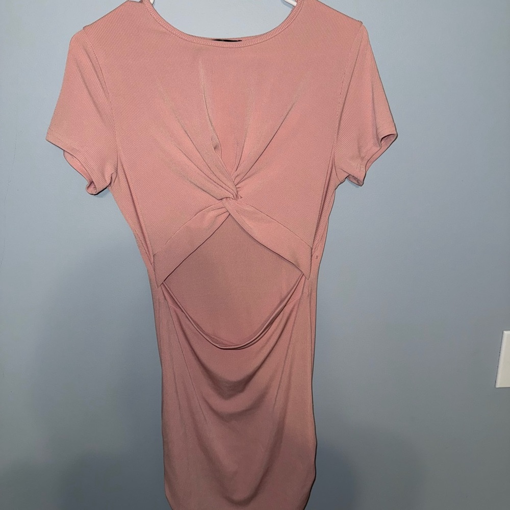 SHEIN Pink Bodycon Dress Short Sleeve Crew Neck